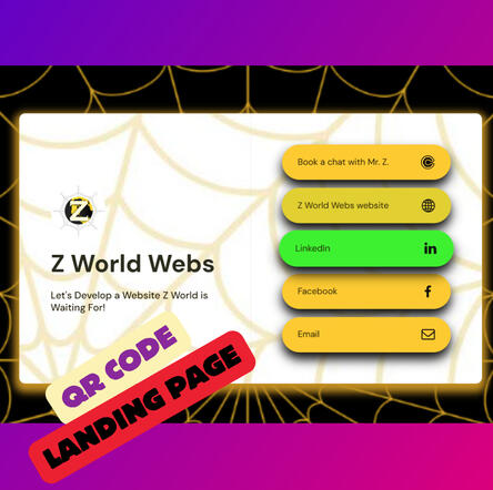Screenshot of a menu on a landing page